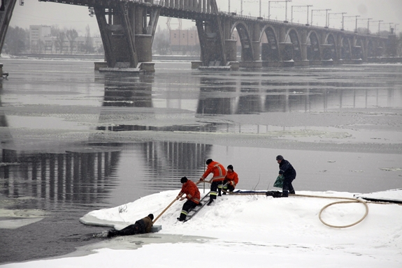 На Дніпропетровщині пройшли тренування МНС з організації пошуку і рятування постраждалих у зимовий період на водоймах області (фото)